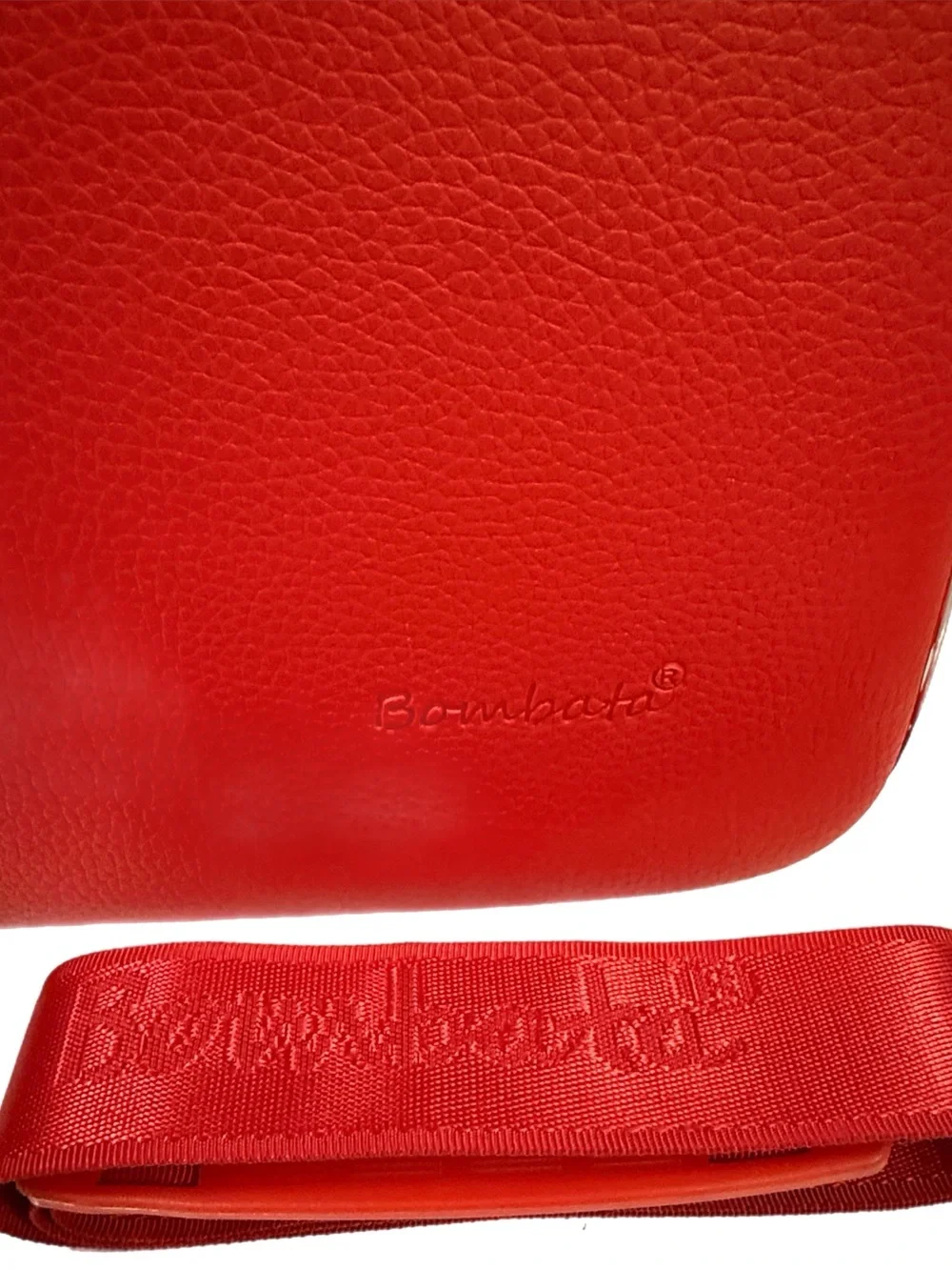 Bombata Red Vegan Leather Hardshell Briefcase Laptop Bag
